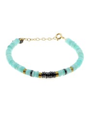 Bracelet Puka en amazonite et onyx ciel noir PUKBRAMA