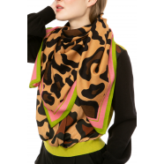 Foulard carré leopard Big Léo laine soie 22321 1005 161