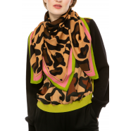 Foulard carré leopard Big Léo laine soie 22321 1005 161