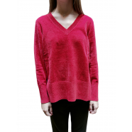 Pull chenille col v rouge W23614 71 boutique strasbourg france vêtements femme rrd roberto ricci designs hiver tendance