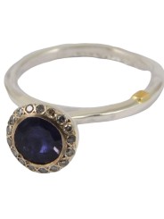 Bague_fine tête haute iolite violet cerclé_Diamants_Belquis_Rosa Maria Jewellery_bijoux_strasbourg_Boutique_online