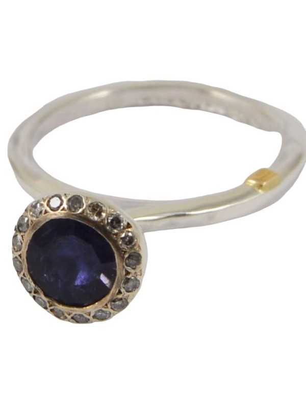 Bague_fine tête haute iolite violet cerclé_Diamants_Belquis_Rosa Maria Jewellery_bijoux_strasbourg_Boutique_online