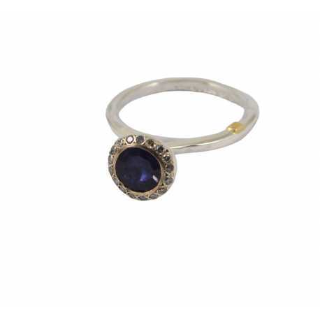 Bague_fine tête haute iolite violet cerclé_Diamants_Belquis_Rosa Maria Jewellery_bijoux_strasbourg_Boutique_online