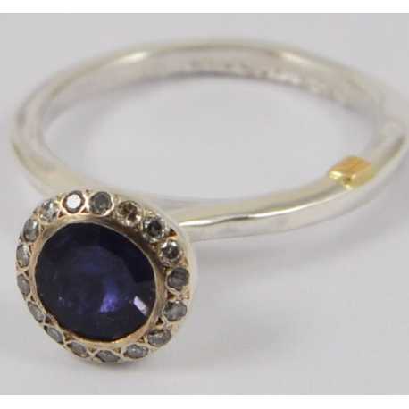 Bague_fine tête haute iolite violet cerclé_Diamants_Belquis_Rosa Maria Jewellery_bijoux_strasbourg_Boutique_online