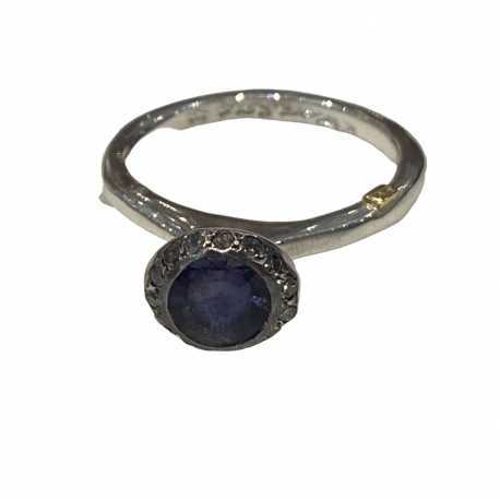 Bague_fine tête haute iolite violet cerclé_Diamants_Belquis_Rosa Maria Jewellery_bijoux_strasbourg_Boutique_online