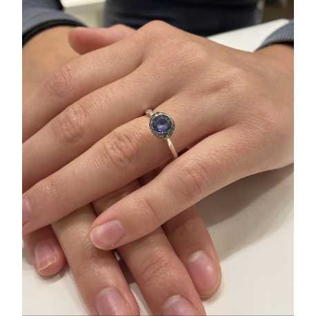 Bague_fine tête haute iolite violet cerclé_Diamants_Belquis_Rosa Maria Jewellery_bijoux_strasbourg_Boutique_online