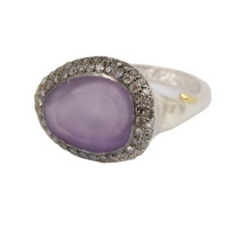 Bague_Améthyte_parme cerclé Diamants gris_Olax SST DIA IG 2R ANH MAT_Rosa Maria Jewellery_Boutique_strasbourg_online_Bijoux