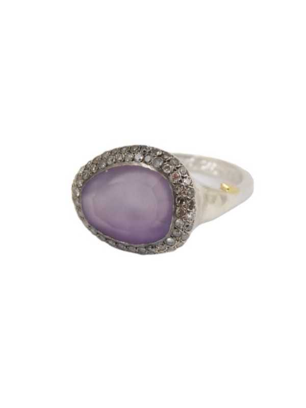 Bague_Améthyte_parme cerclé Diamants gris_Olax SST DIA IG 2R ANH MAT_Rosa Maria Jewellery_Boutique_strasbourg_online_Bijoux