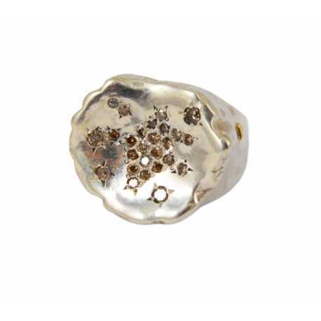 Bague_Large Argent incurvée_Diamants cognac_Mara DIX CO_Rosa Maria Jewellery_Boutique_strasbourg_online_Bijoux_ring