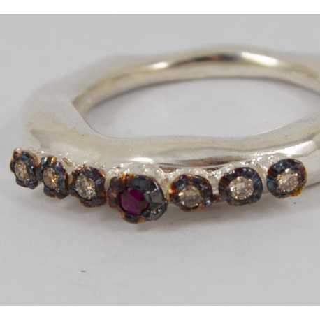 Bague 6 Diamants cognac 1 rubis Poppy_Rosa Maria Jewellery_Boutique_online_Bijoux_ring_algorithmelaloggia_ 5(7) S ST DIA CO 6P R