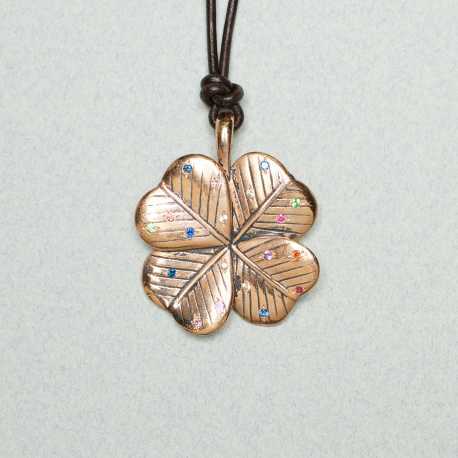 Pendentif_Bronze_trefle_Clover_Saphirs_multi_diamants_tsavorite_0155BR_Catherine Michiels_strasbourg_france_Jewellery