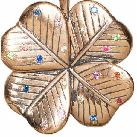 Pendentif_Bronze_trefle_Clover_Saphirs_multi_diamants_tsavorite_0155BR_Catherine Michiels_strasbourg_france_Jewellery