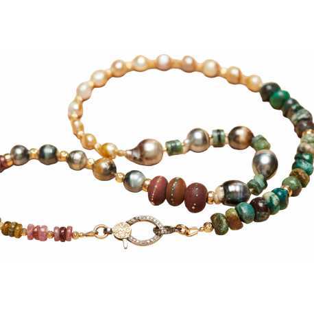 Sautoir_Argent_Diamants_Perles tourmalines turquoises_FW2317_Catherine Michiels_strasbourg_france_Bijoux_Jewellery