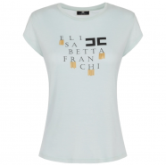 T-shirt Aqua logo petites chaines MA008 4586 BV9 Elisabetta Franchi Boutique femme strasbourg france vêtements