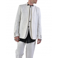 Veste costume écru carraux noir lin coton LM142 blanc La Haine Inside Us Homme strasbourg boutique algorithme la loggia