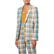 Veste madras 1 bouton turquoise jaune W2R 248J M31154 92 Paul Smith Femme Boutique Strasbourg Online suit woman