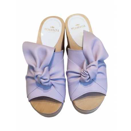 Sabot Nœud cuir parme 8,5cm YOJI SOFT Youyou Boutique Strasbourg Online 