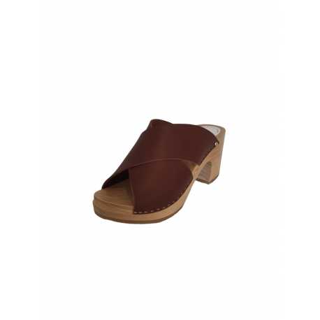 Sabot YZIS croisé cuir havana 7,5cm Youyou Femme Boutique Strasbourg Online 