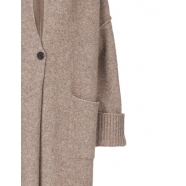 Manteau long tricot Yack Taupe fente arrière haute poches DK01 30 Isabel Benenato Femme Boutique Strasbourg Online 