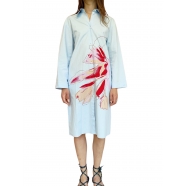 Robe coton bleu ciel fleur rouge dos v W1R 598D M10979 41 Paul Smith Femme Boutique Strasbourg Online dress woman