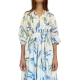 Robe longue blanc fleurs bleues vert voile coton W1R 604D M10975 40 Paul Smith Femme Boutique Strasbourg dress woman
