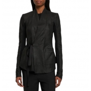 Veste cuir plissée bas arrière Noir wrap Holywood RP01D 2707 LBA 09 Rick Owens Femme boutique online leather jacket