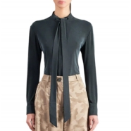 Chemisier cupro noir cravate amovible W23735 10 Roberto Ricci Design vêtements shop boutique online strasbourg france