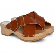 Mule Yakusa Cuir Croisé Clous brique 4,5cm YouYou Femme boutique strasbourg online concept store