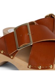 Mule Yakusa Cuir Croisé Clous brique 4,5cm YouYou Femme boutique strasbourg online concept store