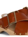 Mule Yakusa Cuir Croisé Clous brique 4,5cm YouYou Femme boutique strasbourg online concept store