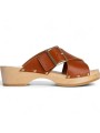 Mule Yakusa Cuir Croisé Clous brique 4,5cm YouYou Femme boutique strasbourg online concept store