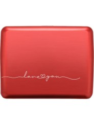 Portefeuille aluminium grand format Love Rouge V2L Ögon boutique strasbourg protège cartes concept store