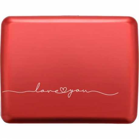 Portefeuille aluminium grand format Love Rouge V2L Ögon boutique strasbourg protège cartes concept store