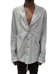 Chemise Pression Col V Flanelle ciel Snap collar Rick Owens Homme RU02D6290 FL 36 Boutique Strasbourg shirt men fashion