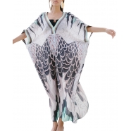 Robe kaftan print oiseau de feu blanc turquoise BALLA Mes Demoiselles Paris Femme boutique strasbourg online