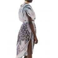 Robe courte Bevalier Turquoise imprimé Oiseau de feu Mes Demoiselles boutique strasbourg online belt woman