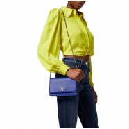 Sac bandoulière Blue Indaco avec logo en métal gold Elisabetta Franchi Femme BS01A Boutique Strasbourg Online bag woman
