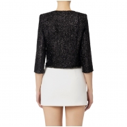  Veste courte Noir en Tweed lurex avec Charms Elisabetta Franchi Femme GI074 Strasbourg Boutique jacket woman online