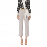 Pantalon bootcut Perle en crêpe stretch ceinture foulard Elisabetta Franchi Femme PAT1641 Boutique Online Pant woman