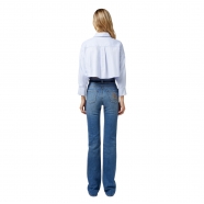 Jeans bootcut denim délavé avec broderie et Porte-Monnaie Elisabetta Franchi Femme PJ55I boutique strasbourg online pant