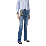Jeans bootcut denim délavé avec broderie et Porte-Monnaie Elisabetta Franchi Femme PJ55I boutique strasbourg online pant