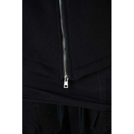 Blouson capuche manche cuir noir LM182 La Haine Inside Us Homme Alsace Strasbourg Boutique Online 