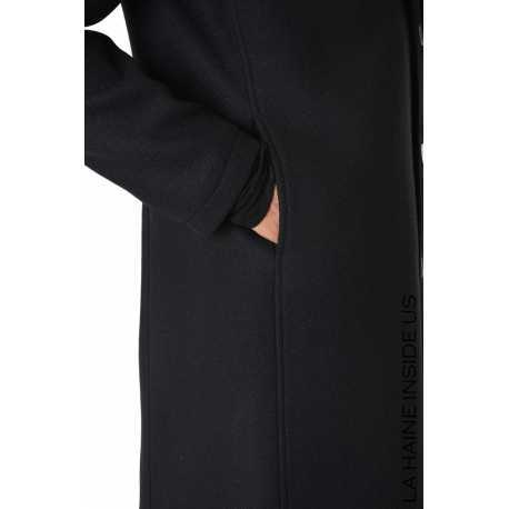 Manteau noir classique col officier LM238 La Haine Inside Us Homme Alsace Strasbourg Boutique Online 