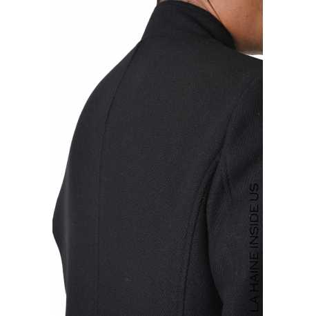 Manteau noir classique col officier LM238 La Haine Inside Us Homme Alsace Strasbourg Boutique Online 