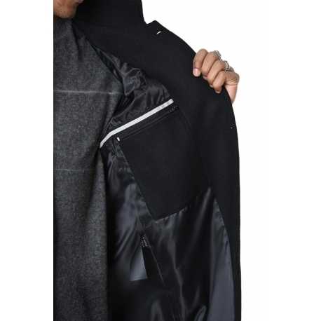 Manteau noir classique col officier LM238 La Haine Inside Us Homme Alsace Strasbourg Boutique Online 