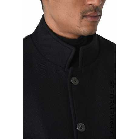 Manteau noir classique col officier LM238 La Haine Inside Us Homme Alsace Strasbourg Boutique Online 