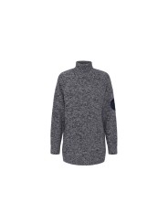 Pull long Chinée Bleu blanc col roulé Elisabetta Franchi Femme MK84S CN3