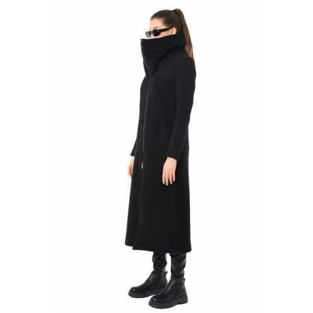 Manteau long zippé Noir laine Vierge LW798 La Haine Inside Us Femme boutique strasbourg france alsace vêtements shop 