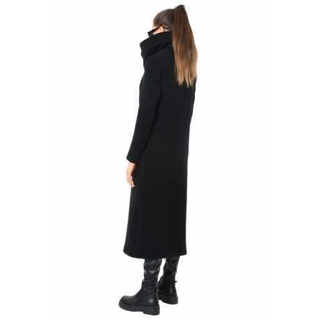Manteau long zippé Noir laine Vierge LW798 La Haine Inside Us Femme boutique strasbourg france alsace vêtements shop 
