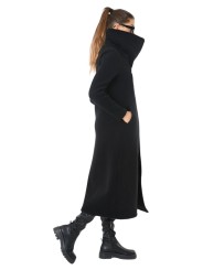 Manteau long zippé Noir laine Vierge LW798 La Haine Inside Us Femme boutique strasbourg france alsace vêtements shop 